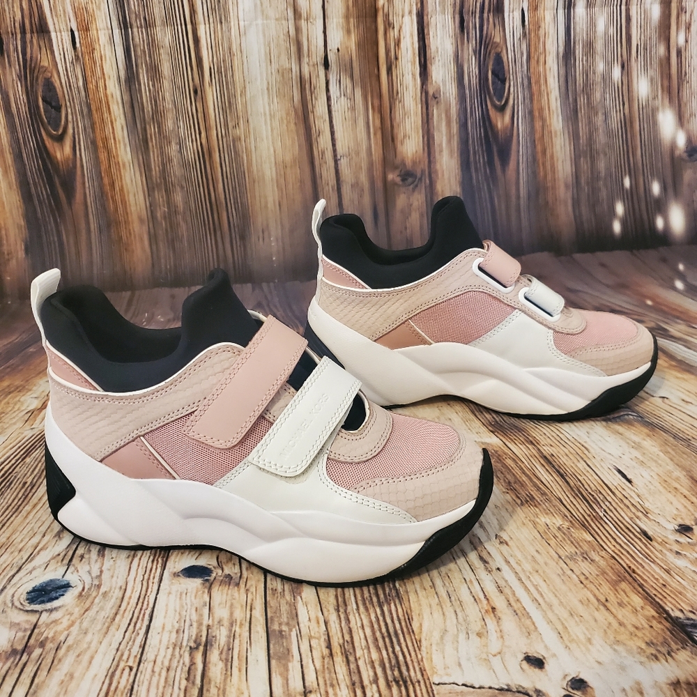 Michael Kors Keeley Scuba Mesh and Snake-Embossed Nubuck Trainer